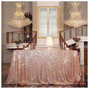 10 tablecloths | Rose Gold Sequin Square Wedding Party Decor Dining Table…
